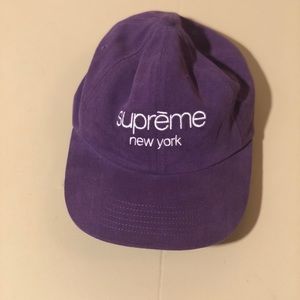 Supreme leather strap back hat.